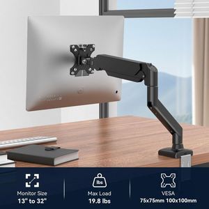 Single Monitor Height Adjustable Pneumatic Arm Desk Mount <b>Stand</b> Classic Universal VESA for <b>Screens</b> up to 32 Inches in Stock - Product Image 5