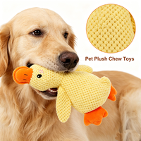 Jouet pour chien en peluche couineur petit canard jaune, jouets à mâcher doux et résistants pour animaux de compagnie, jouets durables anti-morsure pour chats et chiens