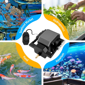 Pompa Udara Akuarium Dual-Motor Aliran Udara Tinggi, Aerator Oksigen dengan Casing Paduan Logam Disipasi Panas Cepat untuk Tangki Besar - Product Image 6