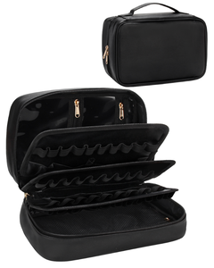 For 60-Slot Travel Cosmetic Organizer <b>Small</b> <b>Leather</b> Zipper Lipstick Carrying Case Fashionable Makeup <b>Bag</b> Purse Women - Product Image 1