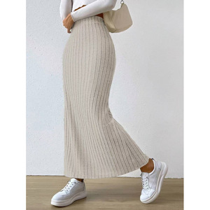<span class=keywords><strong>Jupe</strong></span> <span class=keywords><strong>midi</strong></span> décontractée en maille fendue coupe ajustée pour femme, style européen et américain, collection automne/<span class=keywords><strong>hiver</strong></span>, en stock, ODM OEM - Product Image 4