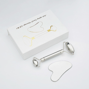 2 In 1 Metalen Guasha Schrapen Massage Tool Huidverzorging Gezichts 304 Roestvrij Staal Gua Sha Face Roller - Product Image 1