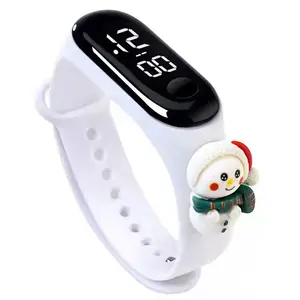 חג המולד מתנה סיטונאי 3atm מים עמיד led שעון מגע כיכר מראה פנים סיליקון דיגיטלי ילדי שעון יד שעון