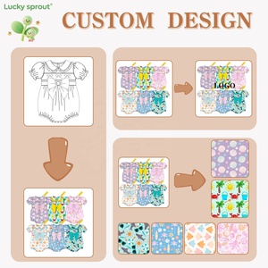 Wholesale <strong>Baby</strong> <strong>Girl</strong> Sets Smocked Children Clothing Bubble Children Big Bow Ruffles Kids Romper - Product Image 3