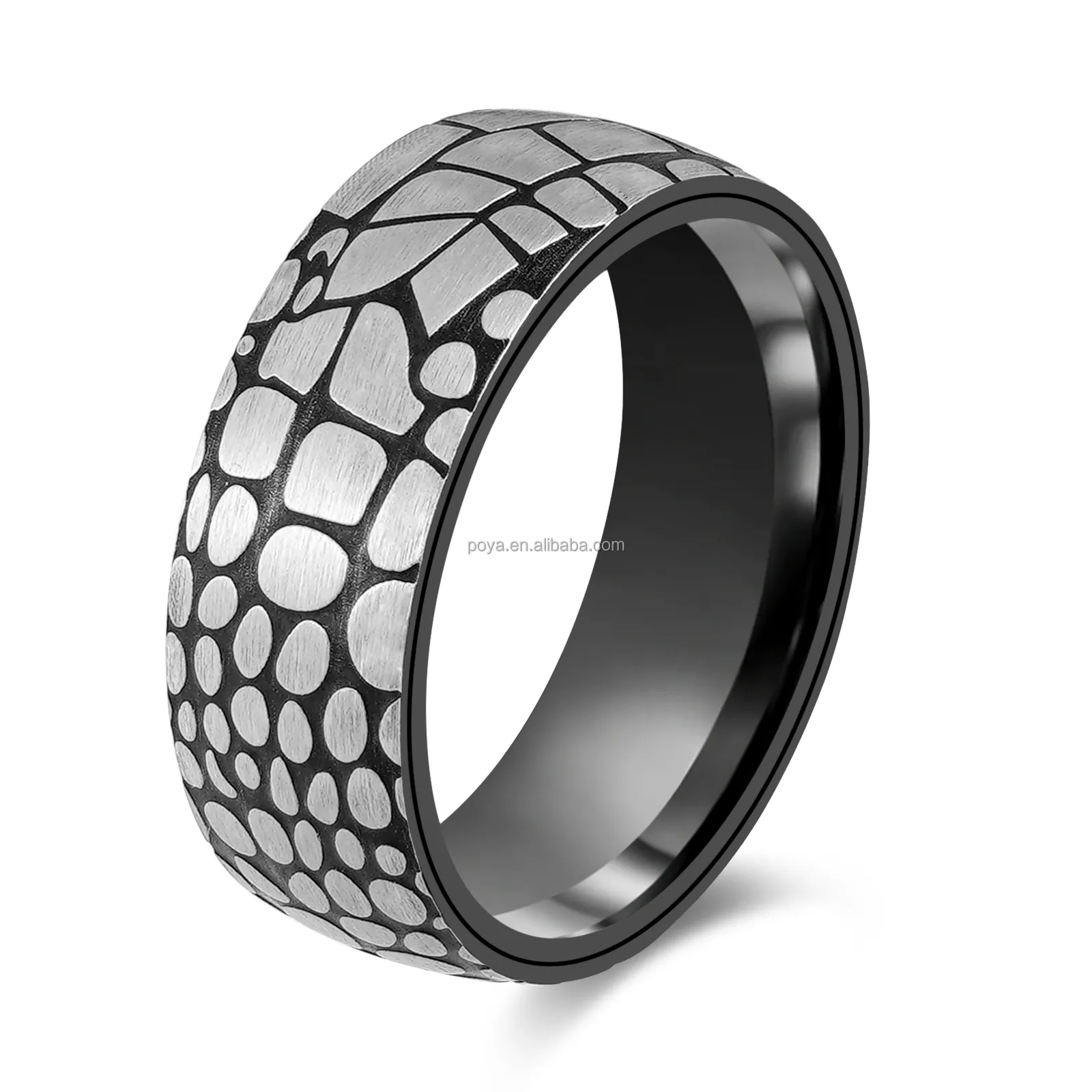 Trendy Design 8Mm Zwart Roestvrij Staal Ringen Voor Mannen