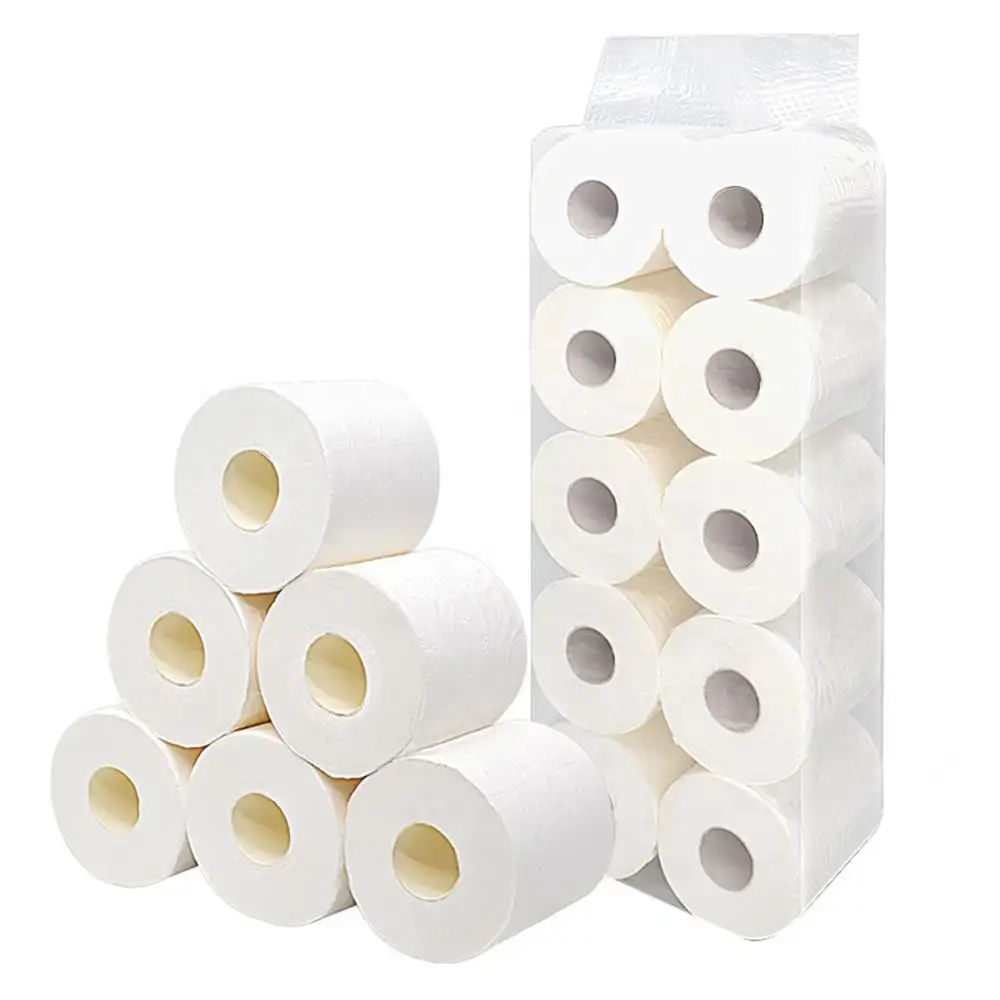 Yumuşak pürüzsüz bambu kağıt banyo doku 2ply 12 rolls/paket çevre dostu tuvalet kağıdı