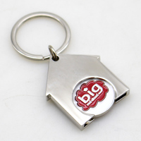 Porte-clés jeton de chariot de supermarché en acier inoxydable avec logo personnalisé et impression UV
