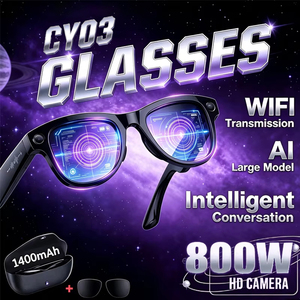 Gafas inteligentes CY03 Max al por mayor con estuche de carga, cámara de 800W, lentes intercambiables, reducción de ruido ENC y gafas de sol con IA - Product Image 1