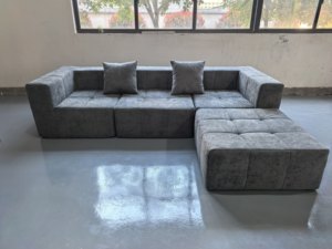 Canapé modulaire moderne en tissu bouclé en forme de L, ensemble de compression, gain de place, mobilier de salon, fournisseur OEM ODM - Product Image 2