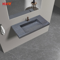Évier double suspendu au mur salle de bain italienne moderne flottant vanity top lavabo surface solide marbre blanc lavabo de salle de bain