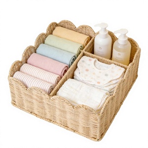 Juego de 2 Cestas de Almacenamiento de Mimbre Tejidas a Mano, Mimbre Natural, Organizador Multifuncional para Decoración del Hogar, Guardería y Cocina - Product Image 2