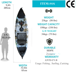 Kayak <span class=keywords><strong>solo</strong></span> à pédales de 9,3 pieds, siège <span class=keywords><strong>solo</strong></span>, kayak <span class=keywords><strong>solo</strong></span> pour 1 personne, siège sur le dessus, plastique HDPE, aileron, kayak de pêche pour océan, lac, rivières, canoë simple - Product Image 2