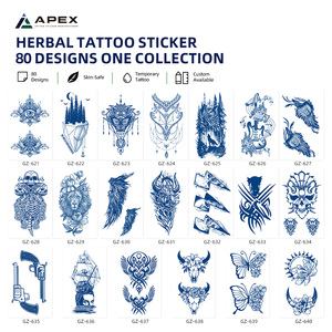 Autocollants de <span class=keywords><strong>tatouage</strong></span> temporaire semi-permanent aux herbes, finition mate, phosphorescents, 80 motifs, 110x180mm, vente en gros - Product Image 6