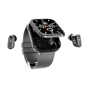 Écouteurs TWS T1 et montre connectée 2 en 1, écran TFT carré de 1,8 pouces, appels Bluetooth, fréquence cardiaque, étanche IP67, montre connectée de fitness, noir - Product Image 6