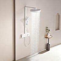 Ensemble de douche de beauté en laiton massif avec affichage numérique, finition blanc crème, pour salle de bain domestique, doté d'une grande douchette pluie et d'une fonction de déchloration