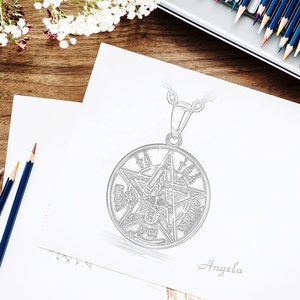 Collier pendentif étoile tétragramme pentagramme en argent sterling 925 tendance vintage pour homme, fiançailles, mariage - Product Image 5