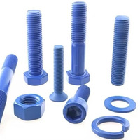 Boulons à tête hexagonale ASTM A193 B7 revêtus de PTFE, tiges filetées en téflon bleu M20 M24, fixations haute résistance pour bride pétrolière et gazière