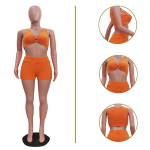 Nuovi arrivi estate 2024 Boutique S-2XL <span class=keywords><strong>Top</strong></span> Crop Hot Sexy moda due pezzi Shorts Set - Product Image 5