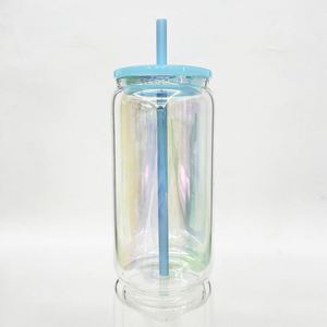 Verres à bière en forme de canette, irisés, à sublimation vierge, plaqués arc-en-ciel, 16 oz, pour impression DIY - Product Image 2