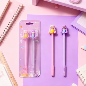 5 grupos de bolígrafos de gel con diseño de sirena, linda pluma estilográfica negra para niñas, 2 paquetes de artículos de papelería con dibujos animados, bolígrafo infantil para firmar - Product Image 3