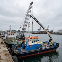 Grue de pont pivotante électrique Yuntian, capacité 2 tonnes, rotation 360° °   Plateforme rotative avec treuil pour déchargement de navires, usage maritime