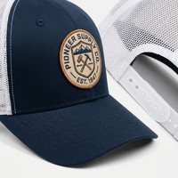 Casquette de camionneur vintage Pioneer Supply Co, patch circulaire brodé, toile durable, respirante, vêtements de travail, extérieur, homme, femme