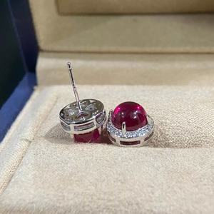 Vintage Ruby <b>Crystal</b> Stone <b>Stud</b> <b>Earrings</b> Platinum Plated Brass Luxury Wedding Party Fine Jewelry for Women Anniversary Gift - Product Image 6