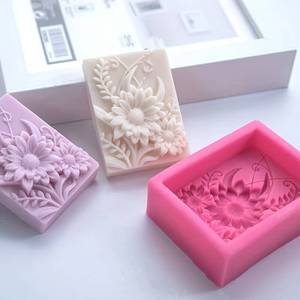 Molde de Silicona Premium para Jabón Hecho a Mano, Diseño Floral Artístico, Encantador, Rectangular Pequeño, con Forma de Margarita - Product Image 1