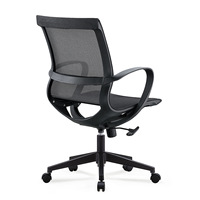 Chaise de bureau ergonomique moderne et minimaliste avec accoudoirs, pivotante, à roulettes, siège en maille respirante, structure en plastique, chaise à 5 pieds