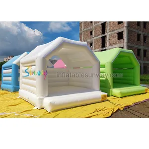 Hot Bán Trắng Màu Xanh Màu Hồng Hiện Đại Trẻ Em Bên Inflatable Nhà Bị Trả Lại Lâu Đài Bouncy Jumper Vui Vẻ Thành Phố Sân Chơi Cho Bán