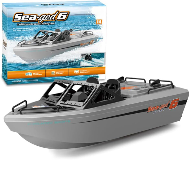 DWI 2.4G Electric Remote Control Boat Brushless Motor Water Proof Towboat 10KM/H Racing Boats Toy for Pools Lakes River for Kids
