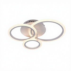 Modern LED <b>Ceiling</b> <b>Light</b> with Three Rings Acrylic Cover Aluminum Base Warm White 3500K Surface Mounted for Living Room - Product Image 3