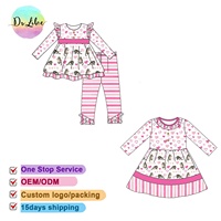 Belle Boutique Saint Valentin Enfants Vêtements Manches Longues Filles Ensembles À Volants Arc Enfants Combinaisons Motif Coeur