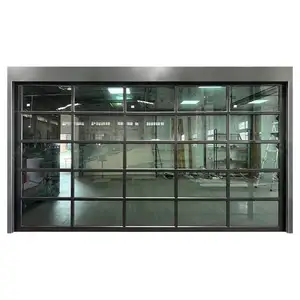 Huis Garagedeuren Modern Design Glas Zwarte Naadloze Garagedeur Voor Huizen Automatisch Rollen