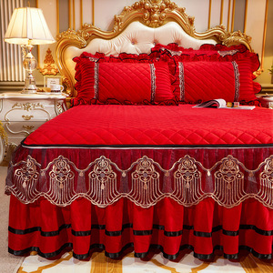 Luxe Beddengoed Europese Stijl Spreien Op Het <span class=keywords><strong>Bed</strong></span> Kant <span class=keywords><strong>Bed</strong></span> Rok Kussenslopen Crystal Fluwelen King <span class=keywords><strong>Queen</strong></span> <span class=keywords><strong>Size</strong></span> Thuis Textiel - Product Image 5