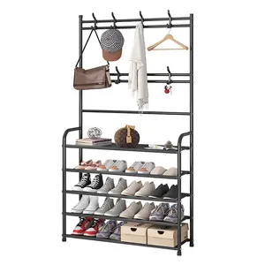 PINPINFAMILY-Soporte de 4 capas para zapatos de bebé y adulto, estante ajustable de Metal de hierro para sombreros, color blanco y negro, venta al por mayor de fábrica