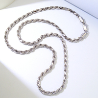 Collier chaîne torsadée en argent sterling 925 massif de 3,7 mm avec coupe diamant pour hommes - Vente en gros de bijoux pour hommes