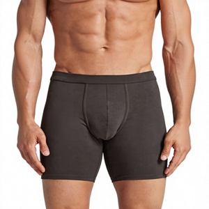 Manufacturer Men's Cotton Knitted Eco-Friendly Long Leg <b>Underwear</b> Anti-Chafe Breathable Boxer Briefs 3D Pouch Waist Custom OEM - Product Image 1