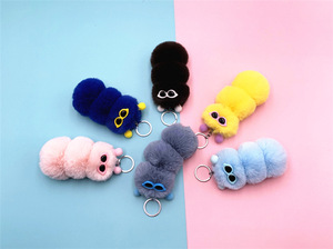 Porte-clés et pendentifs de sac à main en forme de chenille en fourrure pelucheuse avec pompon, cadeau de Noël pour fête - Product Image 5