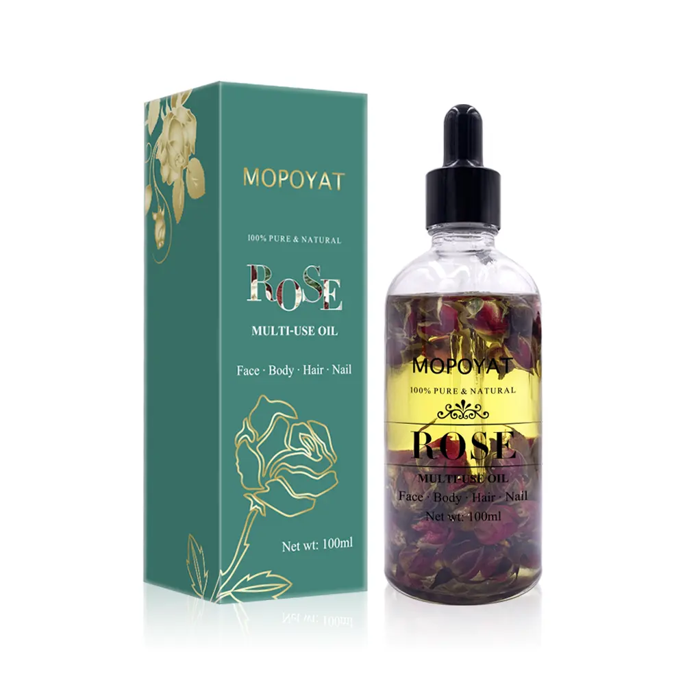 Mopoyat Rose Petal Organische Mix Van Vitamine E En Zoete Amandelolie Rose Multi-Gebruik Olie Voor Gezicht, lichaam En Haar