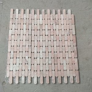 Motivo concavo scanalato Beige <span class=keywords><strong>travertino</strong></span> tessere di mosaico per il bagno decorazione della parete della cucina Backsplash - Product Image 6