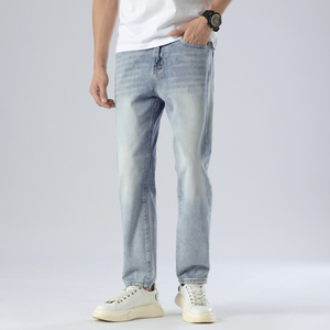 Jeans <span class=keywords><strong>de</strong></span> Mezclilla Azul para Hombre con Muchos Bolsillos, Estilo Retro, Lavado Claro, Detalles Desgastados, Cómodos, para Ocio al Aire Libre, Pantalones <span class=keywords><strong>de</strong></span> Moda - Product Image 2
