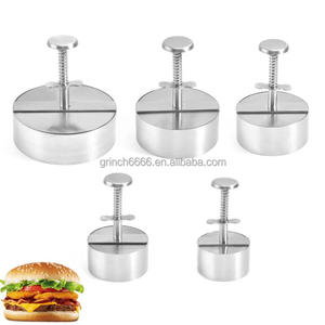 Prensa de Hambúrguer de Aço Inoxidável 304 2025, Prensa de Hambúrguer Antiaderente, Fabricante de Hambúrguer Ajustável para Festas, 5 Tamanhos - Product Image 2