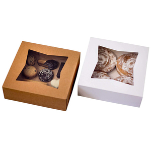Wholesale cake box kraft box with clear window factory supply high quality donut box