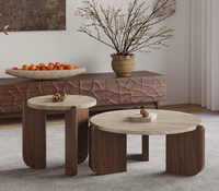 Table basse de luxe moderne pour salon et appartement, plateau rond en marbre