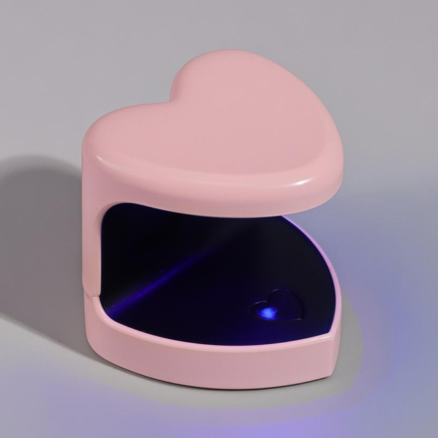 Cordless Mini Heart-shaped LED Plastic Nail Lamp Fast Curing Pink Handheld with Stand Auto Sensor Portable Home & Salon Use