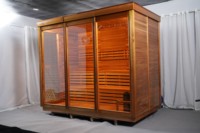 Sauna Exterior Tradicional de Madera de Cedro Sólido para 6 Personas con Estufa