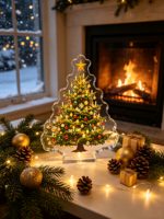 Doppelschichtige Hochtransparente Beleuchtete Acryl-Weihnachtsbaumfigur Batteriebetrieben Tischdekoration Weihnachtsdeko Geschäftsgeschenk OEM&ODM
