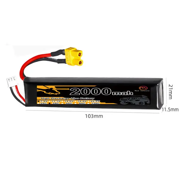 Pin 2S 7.4V 2000Mah 35C Cho Súng Phun Hạt Gel Bom Nước Mềm Súng Đồ Chơi Pin Lipo