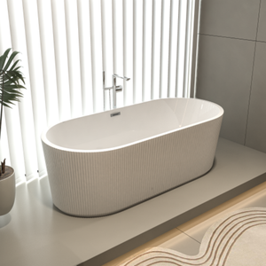 <span class=keywords><strong>Baignoire</strong></span> <span class=keywords><strong>japonaise</strong></span> autoportante à design cannelé, 59 pouces, blanc brillant, personnalisée, avec bain à remous encastré, <span class=keywords><strong>prix</strong></span> raisonnable - Product Image 1